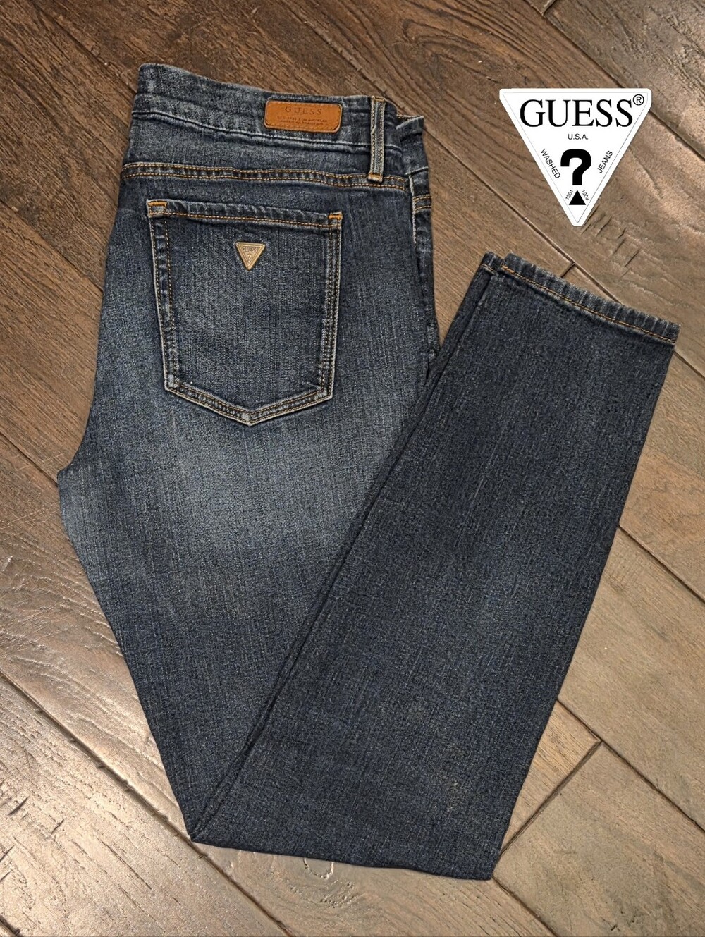 GUESS Womens Dark Blue Skinny Jeans SZ 32